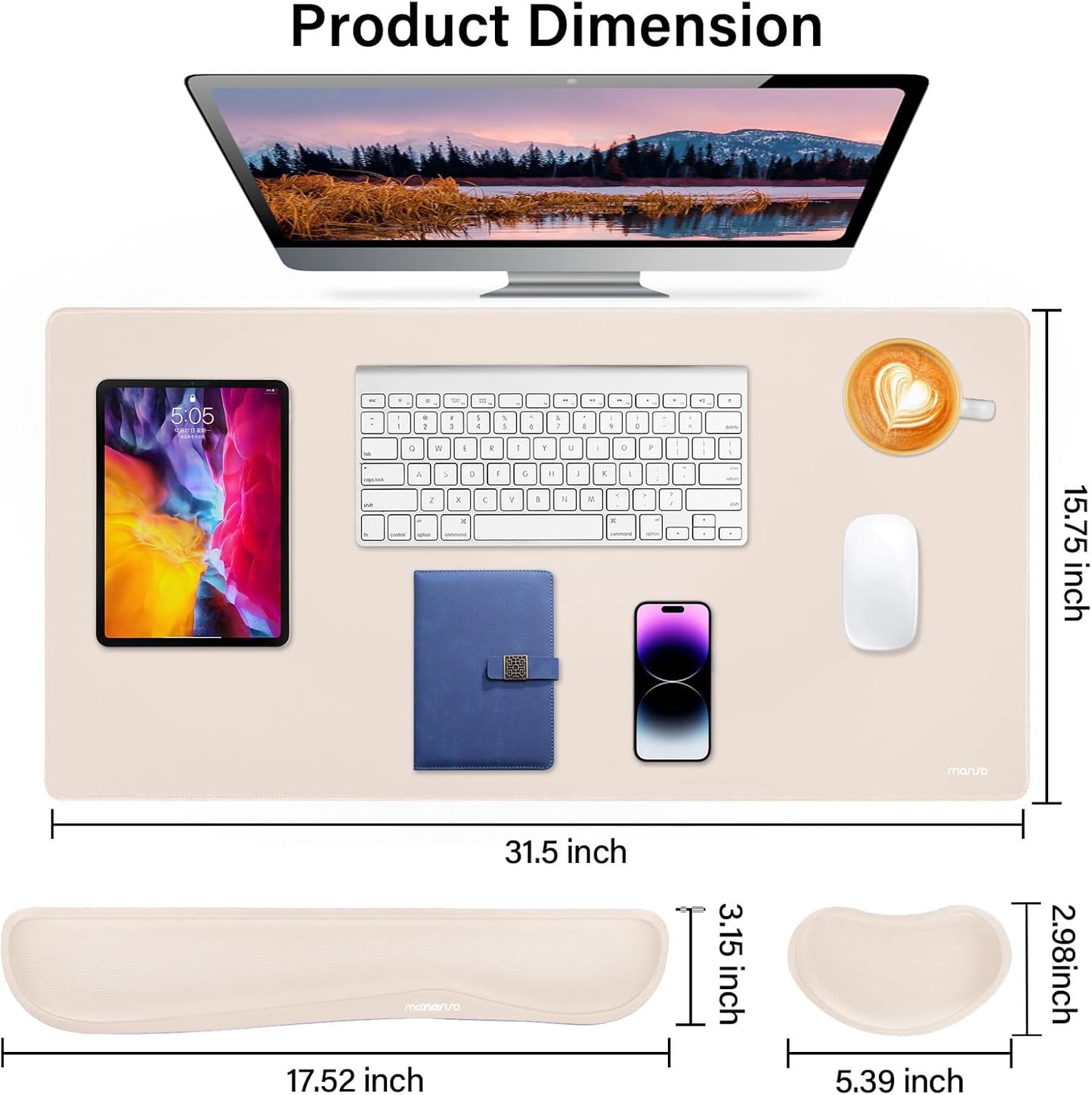 MOSISO Keyboard Mouse Pad Set, Gaming Mouse Pad&Keyboard Wrist Rest&Wrist Rest, Ergonomic Wristrests with Memory Foam Home Office Easy Typing Cushion Non-Slip Mousepad, Purple