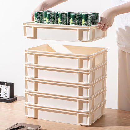 Stackable Organizer Boxes - Create Your Perfect Modular Desktop Storage System Office Desk Organizer Set15.8''*11''*3.26'' (Beige, 6Large)