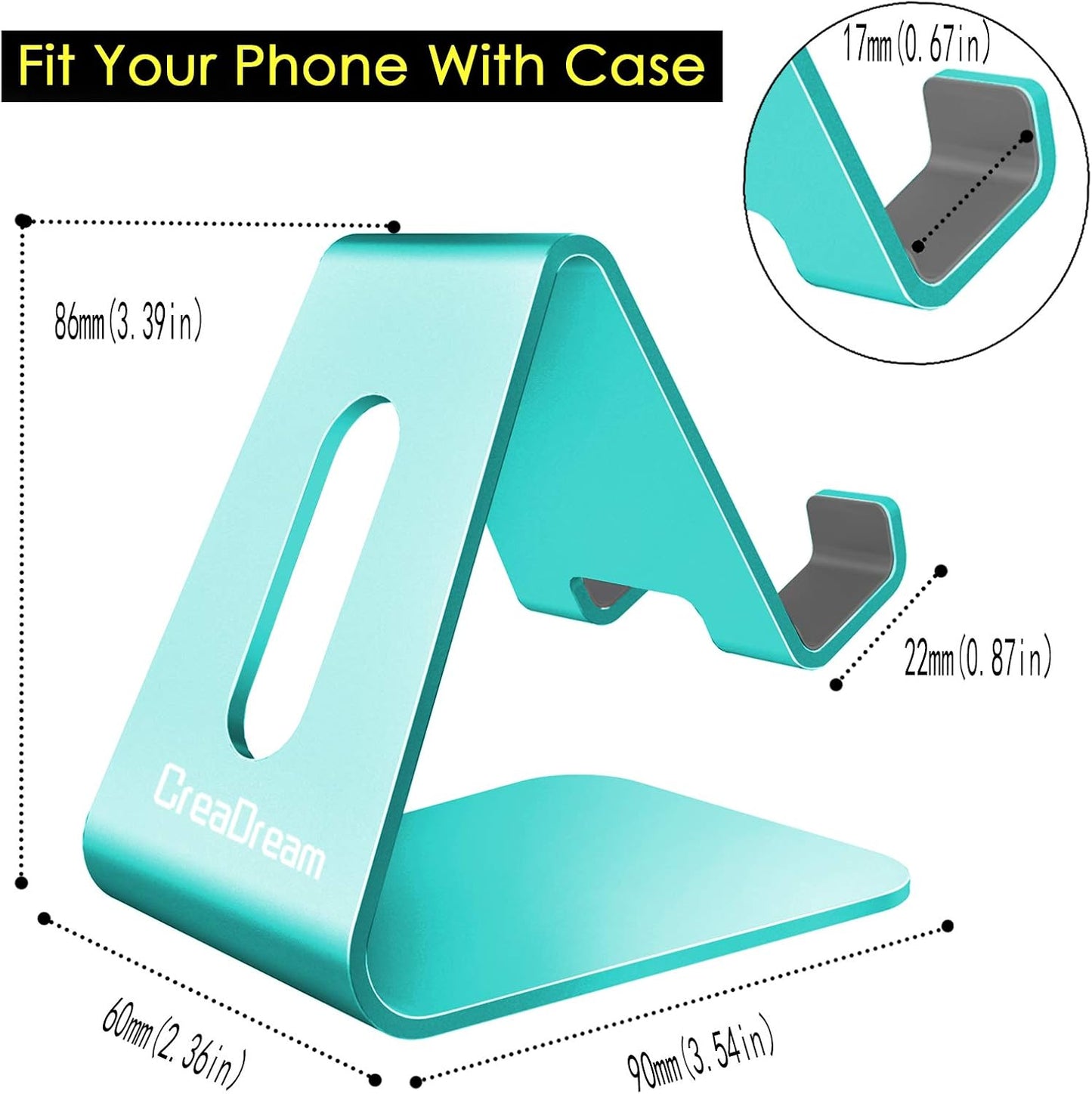 CreaDream Cell Phone Stand, Cradle, Holder, Aluminum Desktop Stand Compatible with Switch, All Smart Phone, iPhone 15 14 13 12 Pro Max Plus Mini Xr X Se 8 SE -Rose Gold