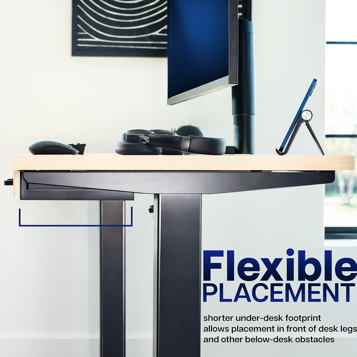 VIVO 13 inch Under Desk Mounted Sliding Pull-out Drawer for Office Desk, Pull Handle, Storage Organizer for Sit Stand Workstation, Black, DESK-DR1H-B