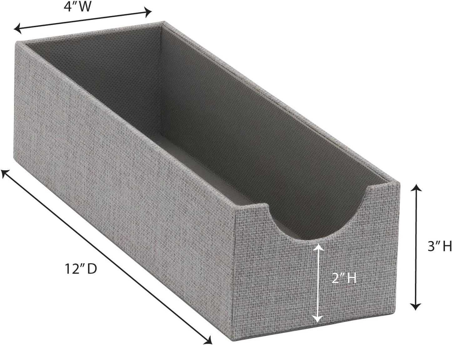 Household Essentials Grey 725-1 Deep Drawer Organizer Box for Storage | 12 in x 4 in x 3.13, Silver