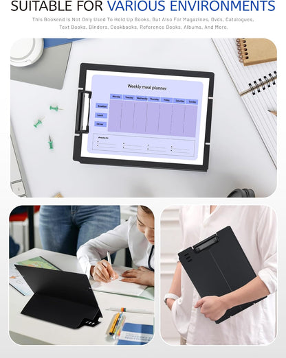 Free Standing Clipboard and Desktop Stand with Adjustable Buckles Easel Back - Foldable Stand and Document Holder for School, Office and Business Use (9.37 x 12.6 inches) (Light Green)