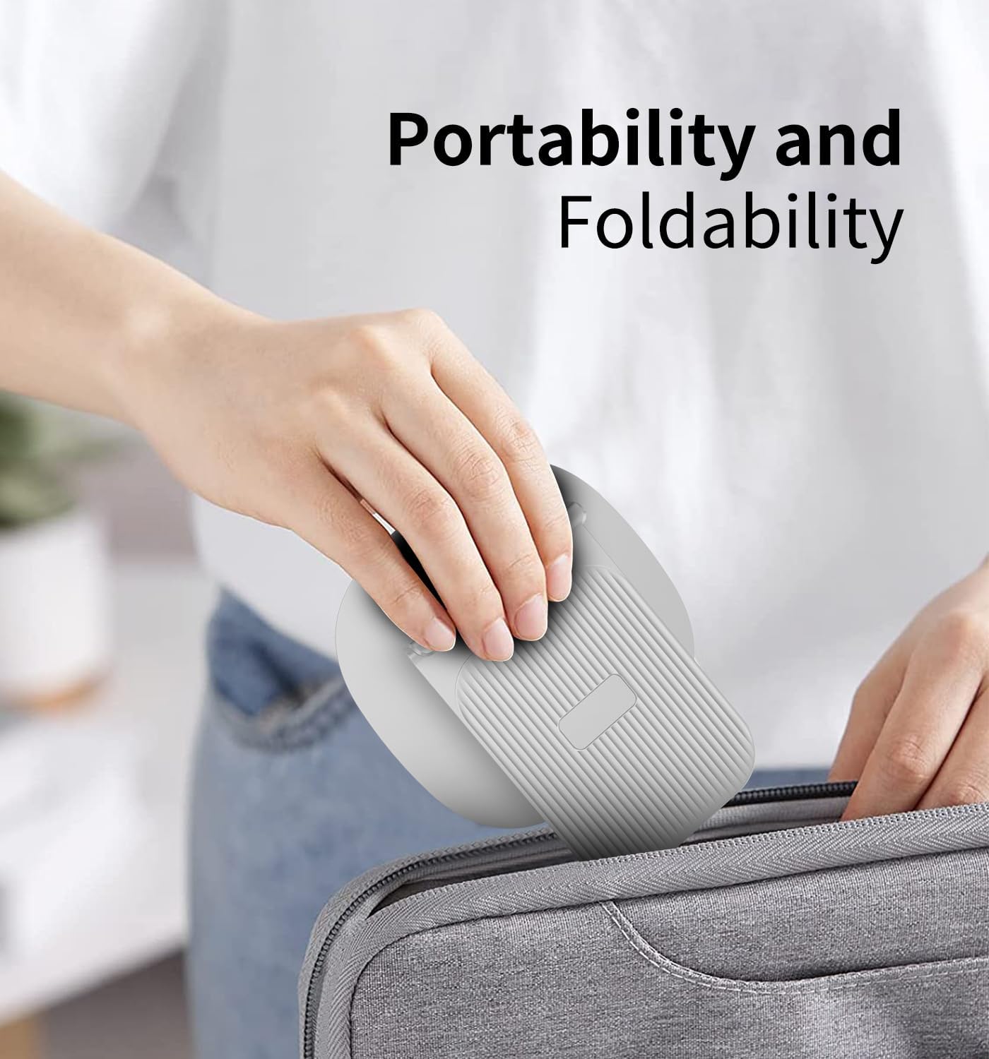 360° Rotating Cell Phone Stand for Desk, Adjustable & Foldable Phone Holder, Aluminum Desktop Phone Stand with Anti-Slip Base, Compatible with iPhone, iPad, Android Phones, K69-Black