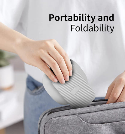 360° Rotating Cell Phone Stand for Desk, Adjustable & Foldable Phone Holder, Aluminum Desktop Phone Stand with Anti-Slip Base, Compatible with iPhone, iPad, Android Phones, K69-Black
