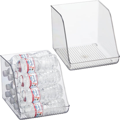 iDesign Plastic Water Bottle Organizer for Fridge, Bottle Holder for Kitchen and Pantry, Clear, 2-Pack