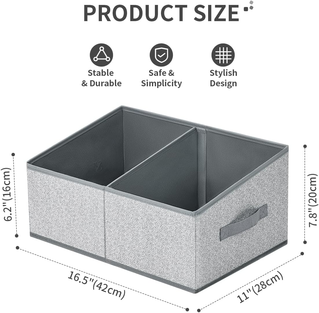 DIMJ Closet Storage Bins, 6 Pack Storage Baskets for Shelves, Foldable Closet Organizer with Handle, Linen Closet Organizers and Storage for Clothes, Toys, Towel, Books (Black)