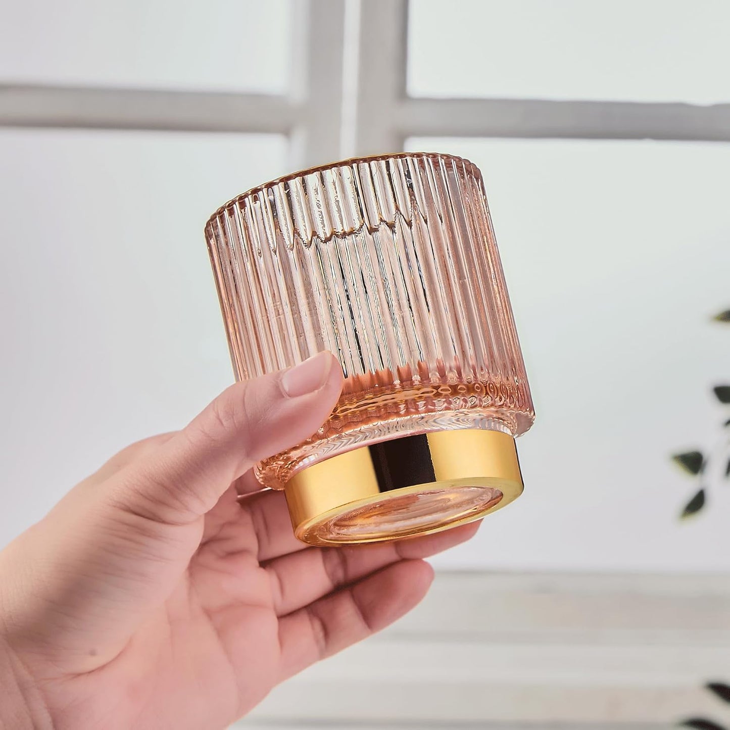 Makeup Brush Holder Organizer,Toothbrush Holders,Desk Pen Pencil Holder,Multifunctional Vintage Glass Brush Cup（L/Green/A3-6-US）