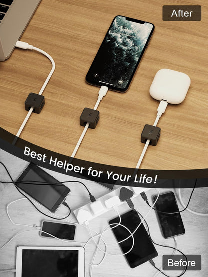 8 Pack Magnetic Cable Clips, Phone Cord Holder for Nightstand, Under Desk Cable Management, Canisflax Adhesive Wire Charging Cord Organizer Keepers Holder for Home Office Car Wall Desktop