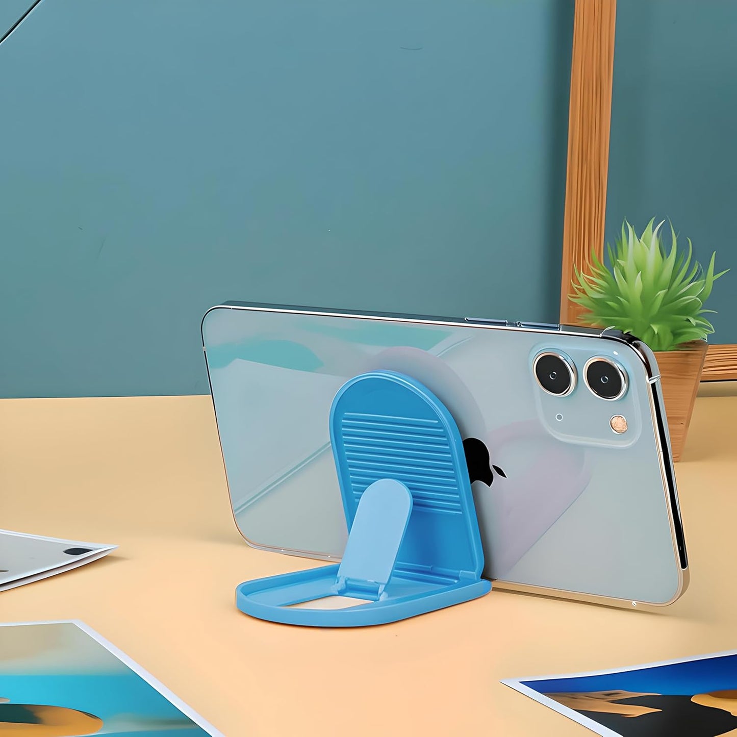 3 Pack Portable Cell Phone Stand Holder for Desk, Foldable Pocket-Sized Mount, Adjustable Multi Angle Stand for iPhone 16 15 14 13 Pro Max, 4-10”iPad Smartphone, Pink & Blue & Yellow