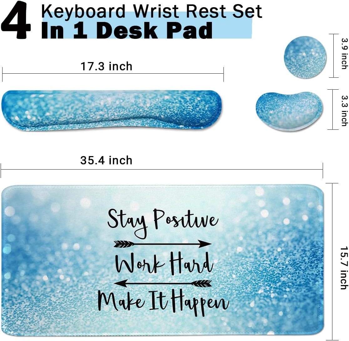 Large Mouse Pad and Keyboard Wrist Rest, Desk Pad for Keyboard and Mouse, 4-in-1 Large Gaming Mouse Pad with Wrist Support, Desk Mat for Home Office Study Game-Galaxy Fluid