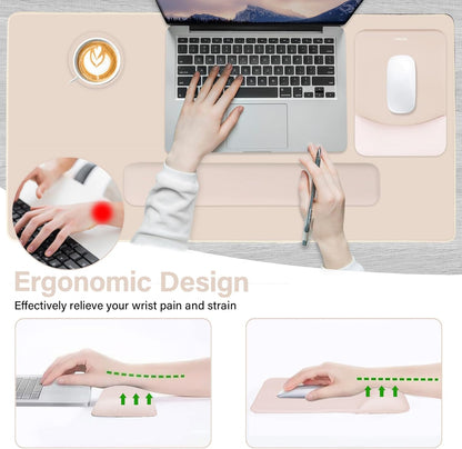 MOSISO Keyboard Mouse Pad Set, Large Gaming Mouse Pad&Rectangular Keyboard Wrist Rest&Mousepad with Wrist Rest&Coaster, Ergonomic Non-Slip&Easy Typing Pad with Curved Silicone Lining, Antique Green