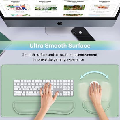 Desk Mat, Large Gaming Mouse Pad with Wrist Rest, 4in1 XXL Mousepad+Keyboard Wrist Rest+Mouse Pad Wrist Support+Cup Coaster Set Ergonomic Floral Computer Desk Arm Wrist for Decor Home Office Women