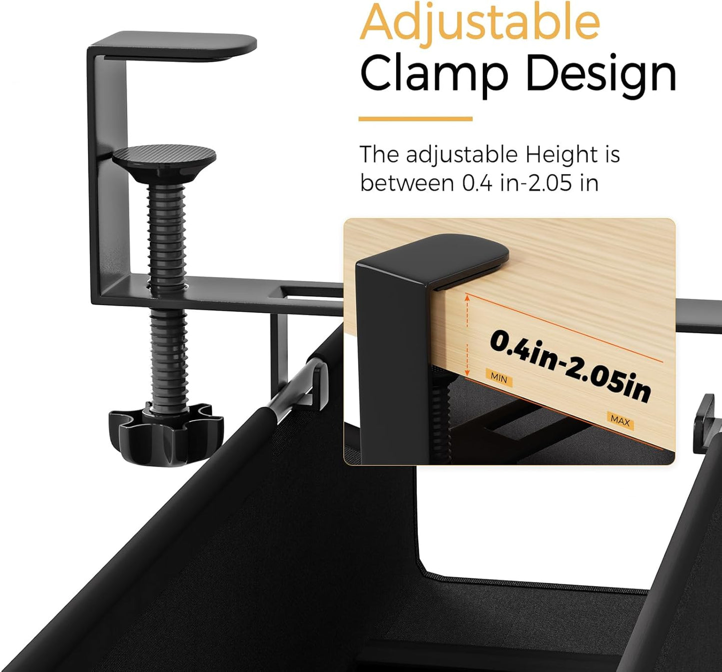Under Desk Cable Management Tray 27.2" - No Drill Computer Wire Organizer Cable Tray, Cord Hider Clamp Mount with 16X Cable Ties PC Cables Management Cord Holder for Office/Home (Upgrade Fabric,White)