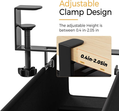 Under Desk Cable Management Tray 27.2" - No Drill Computer Wire Organizer Cable Tray, Cord Hider Clamp Mount with 16X Cable Ties PC Cables Management Cord Holder for Office/Home (Upgrade Fabric,White)