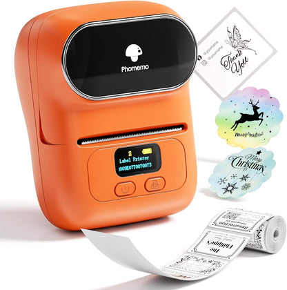 Phomemo M110 Label Makers - Barcode Label Printer Bluetooth Label Maker Portable Thermal Printer for Small Business, Address, Barcode, Logo, Clothing, Mailing, Sticker Printers for Phone & PC, Black