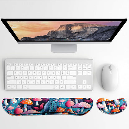 Dapesuom Enlarge Keyboard Wrist Rest, Memory Foam Wrist Cushion for Desk Mats Support, Cute Pain Relief Keyboard Mouse Pad Rests Set with Non-Slip Base for Gaming Laptop Office Computer, Green Leaf