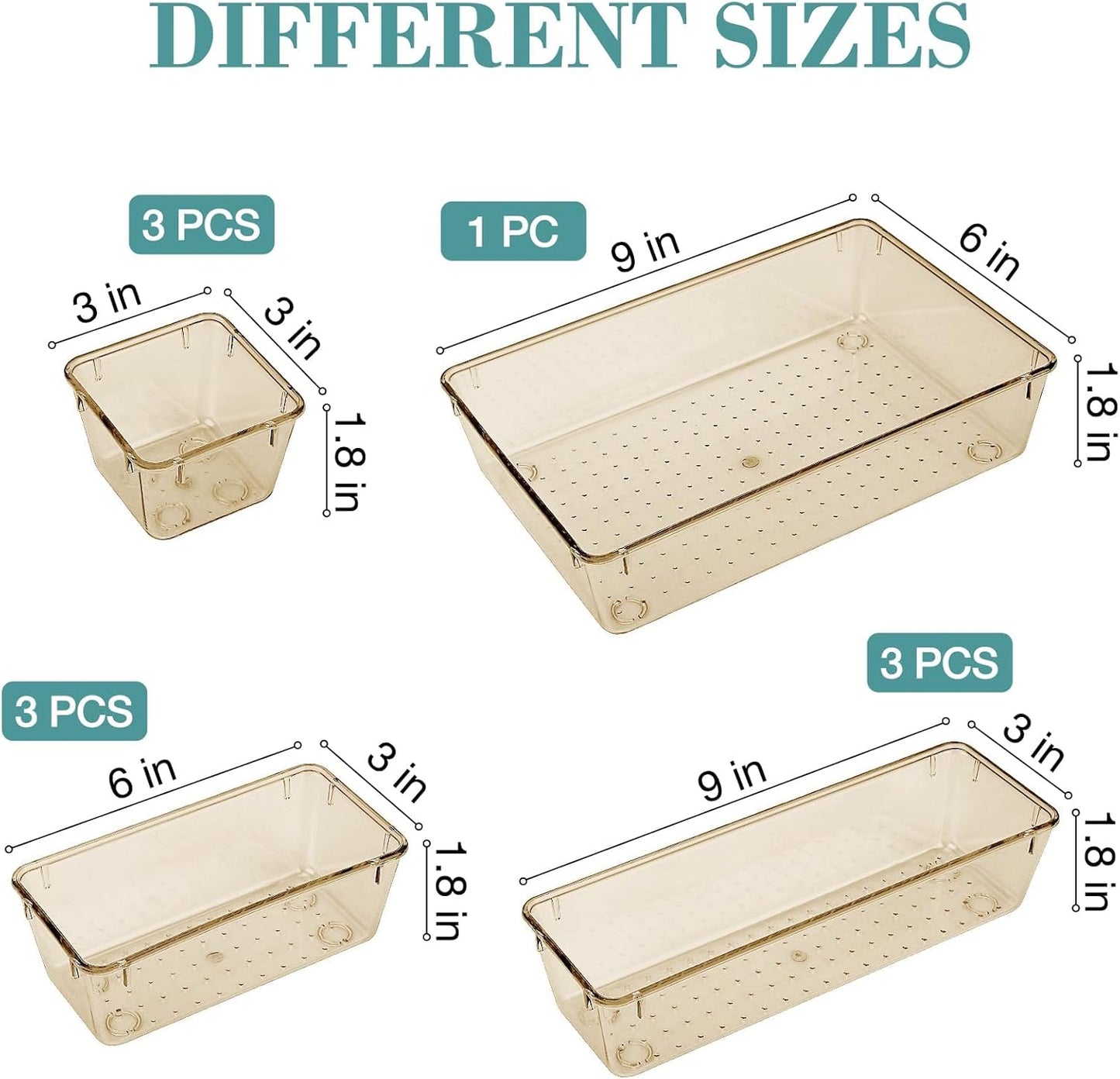 StorMiracle 16 PCS Drawer Organizer Set, 5 Varied Size Bathroom and kitchen Drawer cabinet organizer Trays, Clear Storage Bins for Makeup, Jewelry, Utensils and Gadgets
