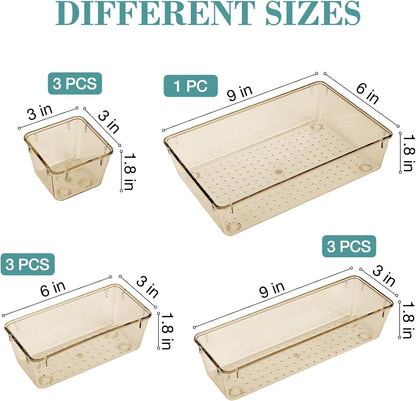 StorMiracle 16 PCS Drawer Organizer Set, 5 Varied Size Bathroom and kitchen Drawer cabinet organizer Trays, Clear Storage Bins for Makeup, Jewelry, Utensils and Gadgets