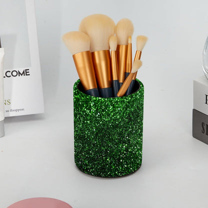 Leather Pen Holder for Desk, Love Cherry Pencil Organizer Pencil Cup Desk Decor Makeup Brush Holder Multifunctional Office Supplies for Home,Office, School