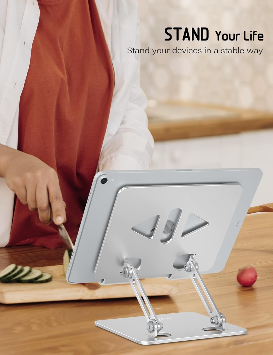 Aoviho Tablet Stand Holder for Desk, Adjustable Desktop Tablet Holder, Foldable Aluminum Tablet Mount for iPad pro 12.9, iPad Air Mini, Samsung Galaxy Tabs Z Fold Kindle Fire 4-12 inch Purple