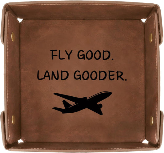 Aelciyue Pilot Gifts for Men - Christmas Birthday Valentines Day Graduation Gifts for Pilots Men Aviation Gift Inspirational Gift Leather Tray Organizer Leather Valet Catchall Desk Tray