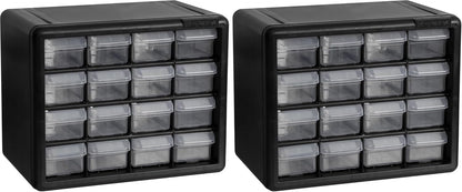 Akro-Mils 24-Drawer Plastic Drawer Storage Cabinet for Garage Organization, Bead Organizer, Building Bricks Storage, Teacher Toolbox, Makeup Organizer, 20" W x 6" D x 16" H, 10124 Black