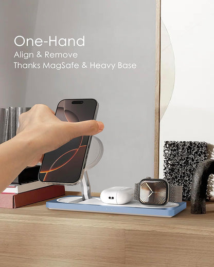 3-in-1 Charging Station for Apple Devices: Used for iPhone and Watch Charging Station with Magsafe Charger Stand, Wireless Charger for iPhone 17 Air 16 15 14 13 Series, Apple Watch Ultra, AirPods Pro