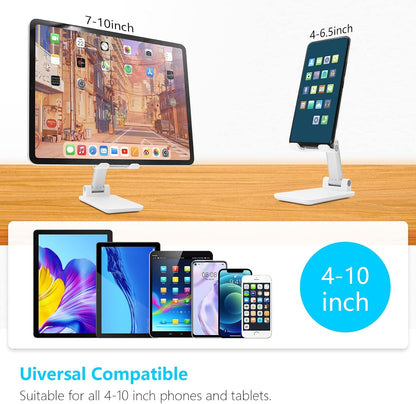 Cell Phone Stand, Folding Desktop Phone Stand, Angle Height Adjustable Mobile Phone Holder for Desk, Office, Tablet Stand Compatible with All Phones 4-10 Inches Cell Phone/Tablet (Black)