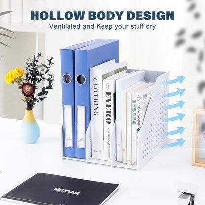 FRETONBA Collapsible Magazine File Holder with 2 Vertical Compartments Foldable Binder Holder for Desk Binder Storage Organizer Plastic Magazine Holders for Shelf, Dark Gray
