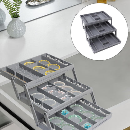 Multi Level Drawer Organizer, Expandable Folding Smart Drawer Organizer Makeup Organizer For Drawer Smart Drawer Organizer Kitchen Gadgets Utensils for Jewelry, Office Drawers (3