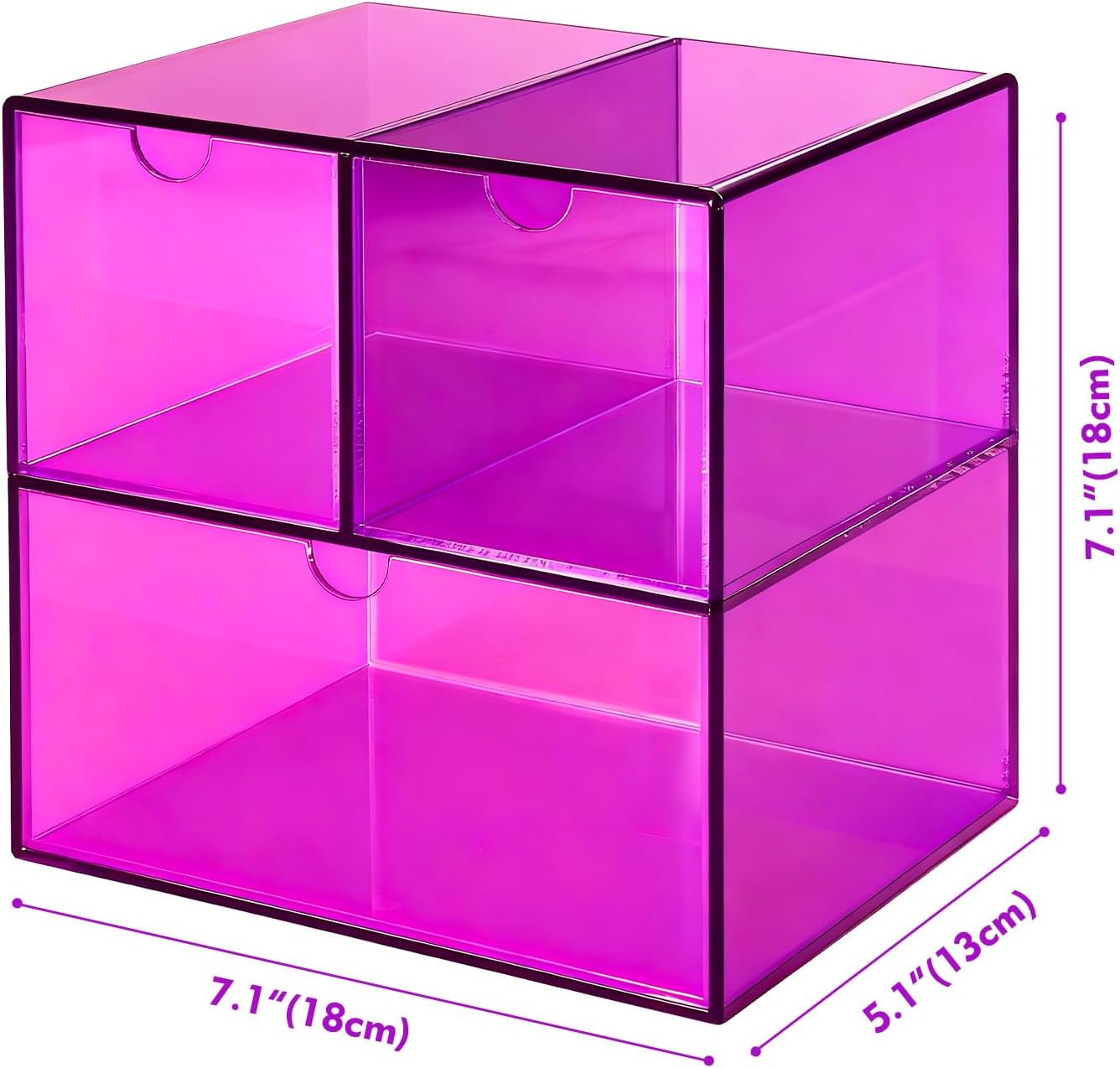 Gelite Desk Organizer with 3 Storage Drawers for Makeup Office Acrylic Desktop Drawer Organizer for Vanity Office Organization and Storage Box, Neon Pink