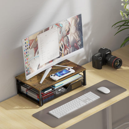 gianotter Computer Monitor Stand Riser, Desk Organizers and Accessories with Drawer, Office Desk Accessories & Workspace Desktop Organizers Storage for Printer Stand (Black)