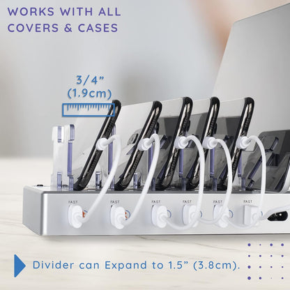 Charging Station for Multiple Devices – 6-Port USB Charging Dock for Apple & Android – Fast Multi-Charger Organizer for Phones, Tablets & More – Universal Desktop Charging Hub with Smart IC Tech