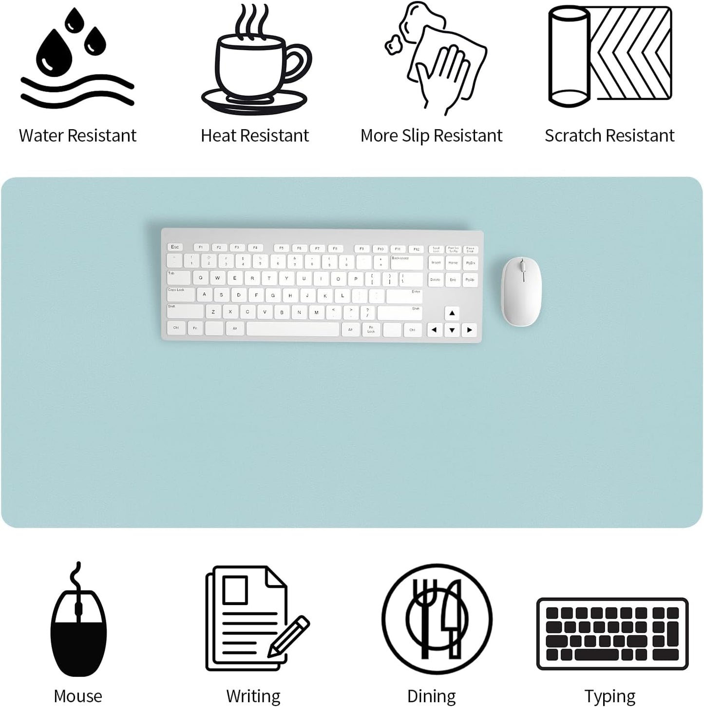 Bloss Leather Desk Pad and Keyboard Wrist Rest, Large Mouse Pad + Keyboard Pad+Mouse Wrist Support, Non-Slip Desk Mat Protector for Office, Home(31.5×15.7 Inches,Beige)