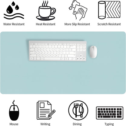 Bloss Leather Desk Pad and Keyboard Wrist Rest, Large Mouse Pad + Keyboard Pad+Mouse Wrist Support, Non-Slip Desk Mat Protector for Office, Home(31.5×15.7 Inches,Beige)