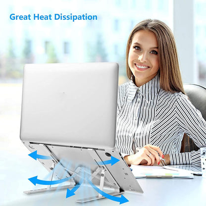 Leeboom Ergonomic Laptop Stand for Desk, 360° Rotating Aluminum Laptop Riser, Adjustable Notebook Holder for MacBook Air/Pro, Dell, HP, Lenovo (10–15.6", Silver) – Not for Gaming Laptops