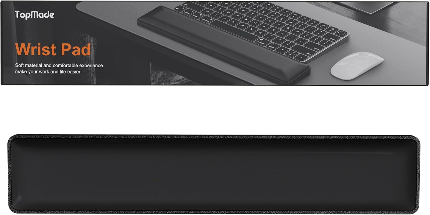 TopMade Upgraded Wider Wrist Rest Set, Soft Memory Foam Keyboard Hand Rest Pad, Computer Ergonomic Keyboard Mouse Wrist Support for Typing Pain Relief, Comfort for Office, Gaming, Study, Black