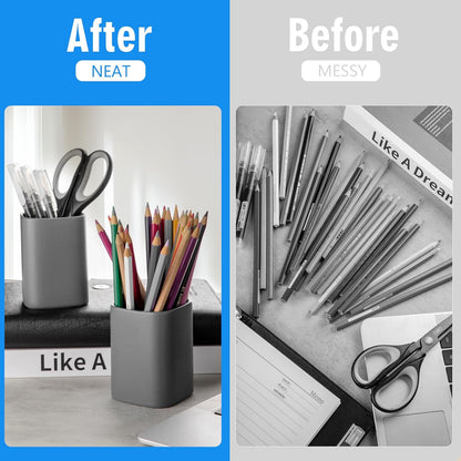 Pen Holder, 2 Pack Pencil Holder for Desk,Ceramic Pencil Cup Desk Organizer, Makeup Brush Holder Cute, Stationery Accessories for Office, School, Home (Matte white)