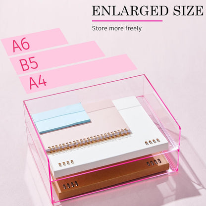 Harloon 4 Tier Paper Organizer Letter Tray Acrylic Desk File Organizer Heavy Duty Stackable Documents Clear Letter Paper Holder Sorter Office Tray for A4, Office Classroom Home File Pad Notebooks