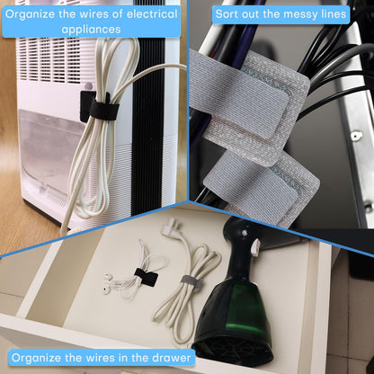 60 Pack Hook and Loop Cable Ties, Adhesive Cable Clips, Cord Organizer for Appliances,Suitable for Office And Home Use, Cable Ties Can Easily Organize Desktop Wires and Network Cables