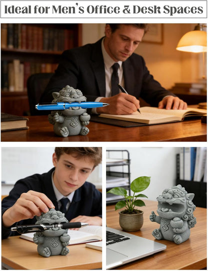 Dragon Pen Holder for Desk, Pen Holder Figure, Chinese Feng Shui Desk Organizer, Animal Figure for Office/Study Display Decoration