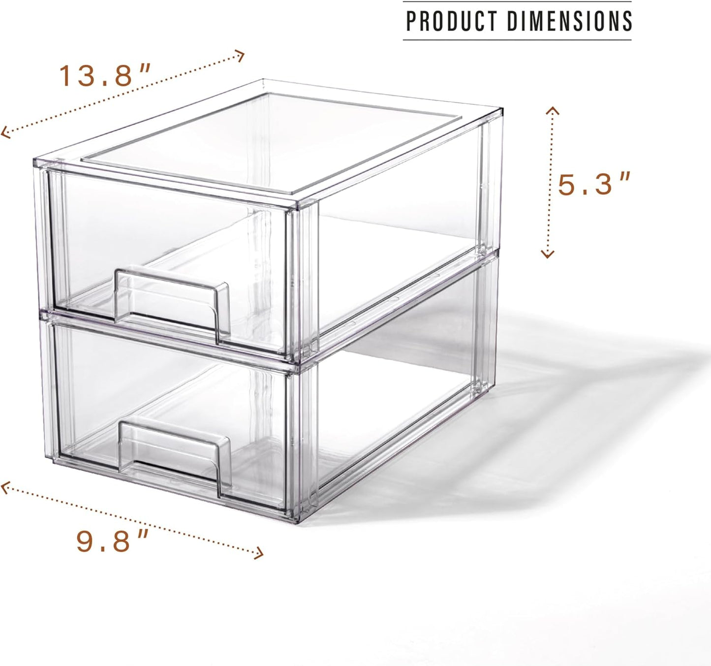 BINO | Stackable Storage Drawers, Shallow X-Large - Clear | THE CRATE COLLECTION | Storage Bins With Drawers Bathroom Organizers and Storage Organization and Storage Under Sink Organizer Vanity Home