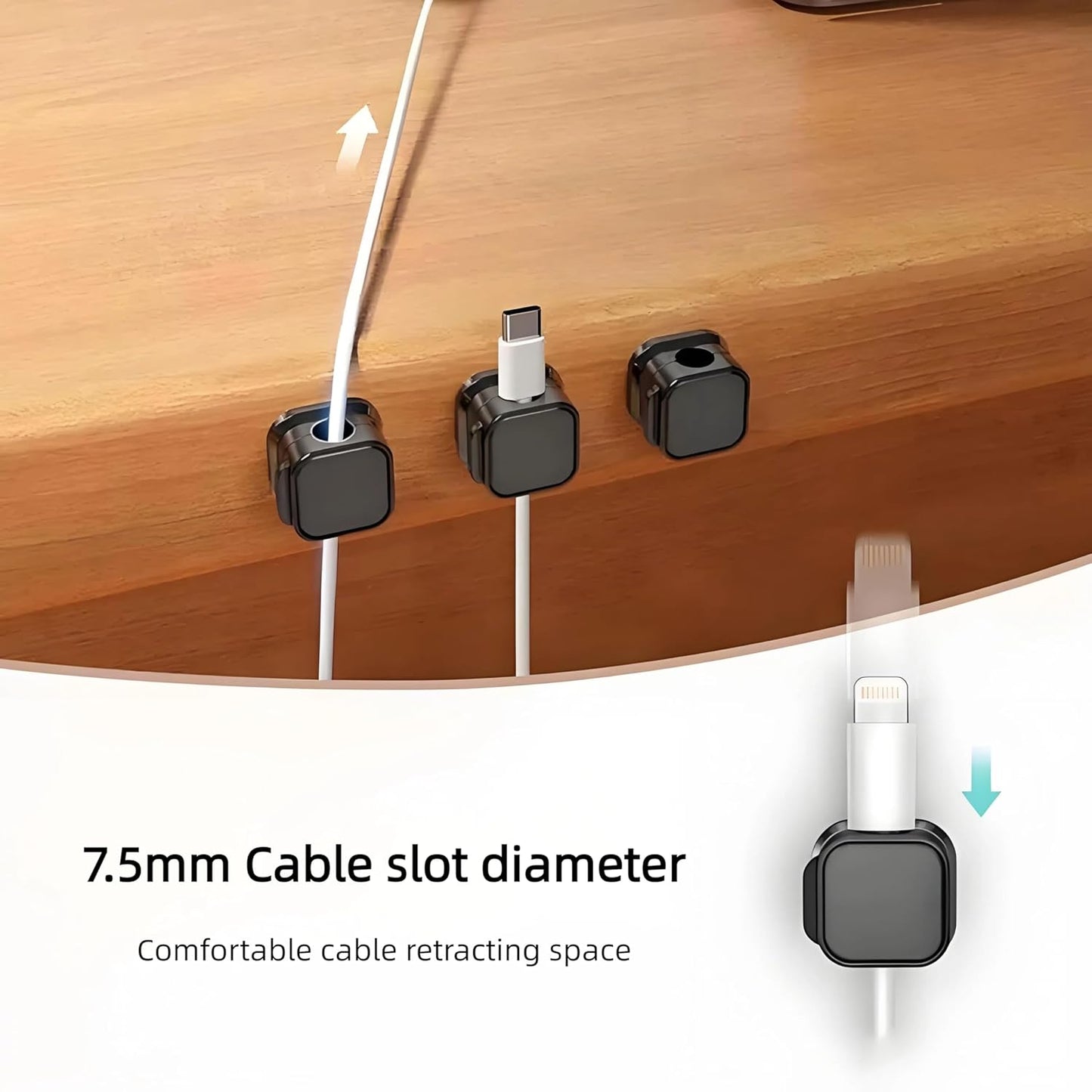 12Pack Spring Cord Organizer,Magnetic Cable Clips, Cable Management, Office Desk Accessories, Cord Organizer, Cable Smooth Adjustable,for Desk, Wall, Car, Home Office, Phone Cable Management (White)