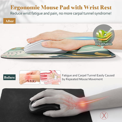 Gimars Elongate Smooth Lycra Fabric Ergonomic Mouse Pad Wrist Support, Gel Memory Foam Cushion Set Keyboard Wrist Rest Support, Pain Relieve for Computer, Laptop, Office, School, Home, Gaming, Black