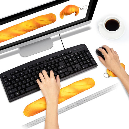 Soft Toast Bread Baguette Shape Anti-Skid Keyboard Wrist Rest Support for Office,Computer,Laptop& Mac,Slow Bounces Back Foam for Easy Typing & Pain Relief