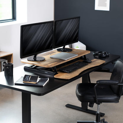 VIVO 26 inch Desk Converter, K Series, Height Adjustable Sit to Stand Riser, Dual Monitor and Laptop Workstation with Keyboard Tray, Black, DESK-V026KB