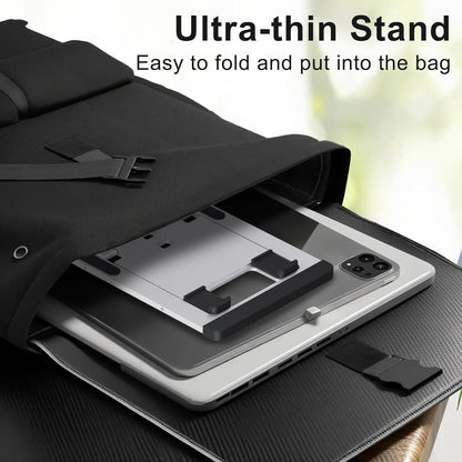 Cell Phone Stand,Aluminum Foldable Phone Holder for Desk,Adjustable Phone Kickstands Travel Essentials for iPhone 17 16 15 14 13 12 11 Pro Max Plus Samsung S25 S24 S23 Ultra Plus-Silver