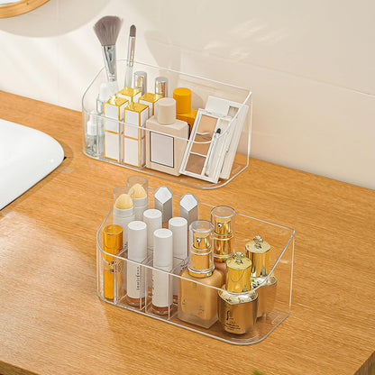 MORNITE Bathroom Medicine Cabinet Organizer Set, Narrow Compact Makeup Shelves Holder for Lipstick, Cosmetic, 2 Pcs Trays for Cabinet Door Wall, Vanity - Clear
