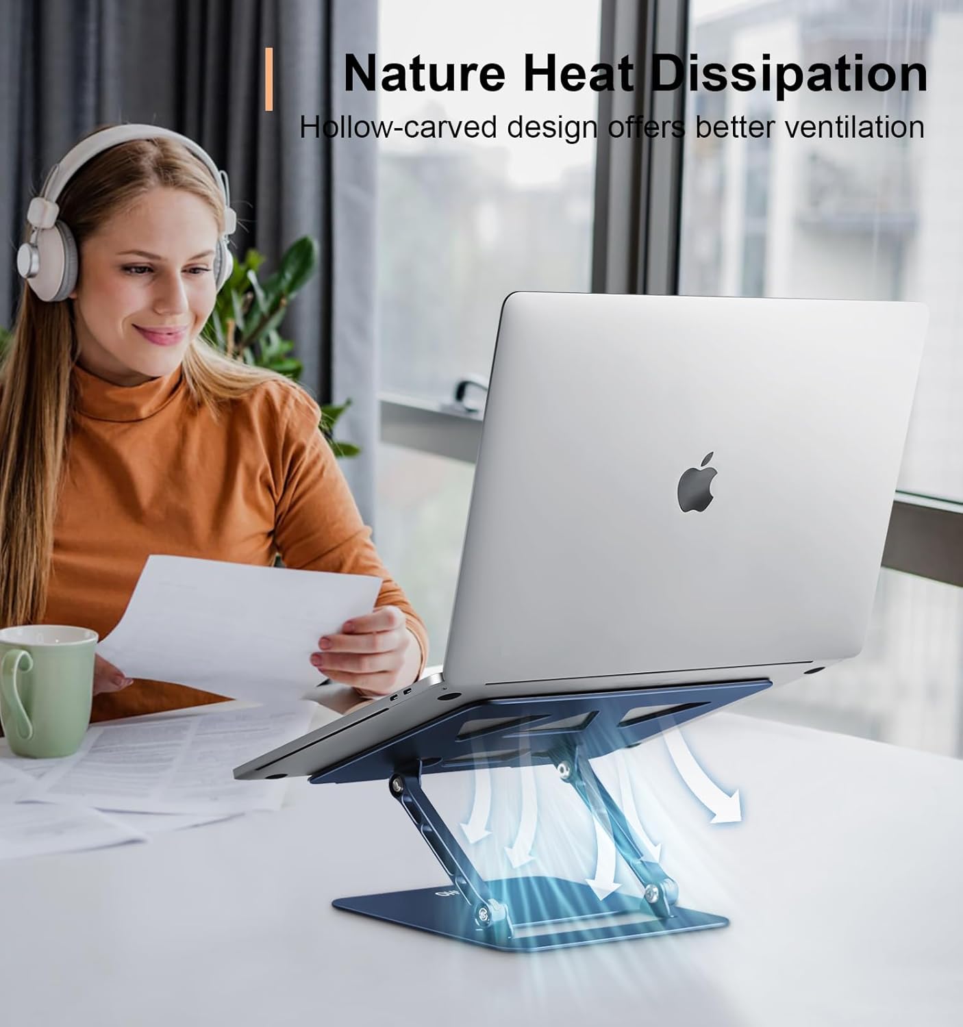 Aoviho Adjustable Laptop Stand for Desk,Portable Laptop Stand Holder and Riser,Foldable Aluminum Notebook Computer Stands for MacBook Air Pro HP Lenovo Dell Samsung Chromebook, 10-15.6 inch, Purple