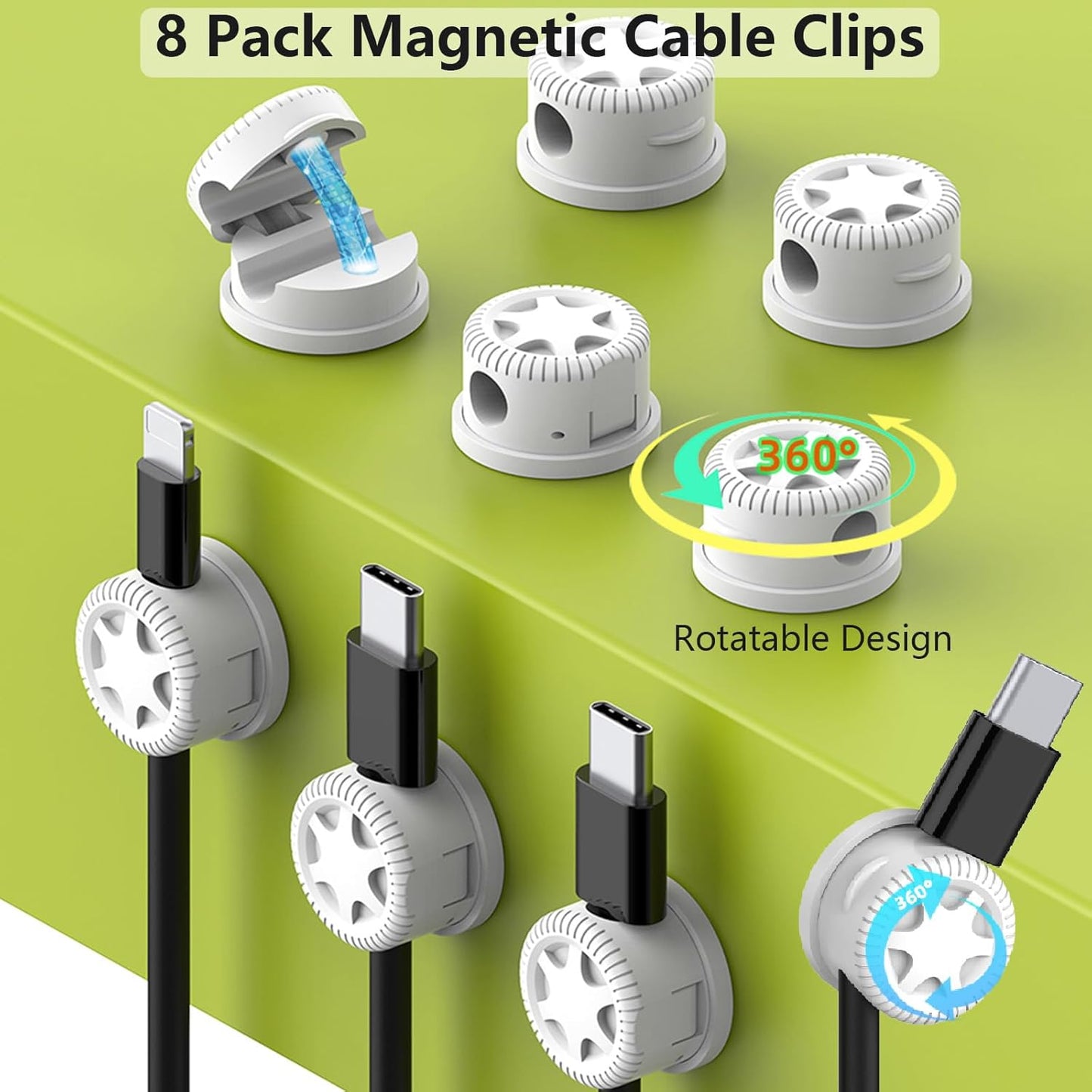 ELII 328Pcs Cable Management Kit, 8 Magnetic Cable Holder,69Adhesive Cable Clips,4 Cable Sleeve Split,22Reusable Cable Strap,200 Nylon Cable Zip Ties with 25 Mounts TV Office (Black)